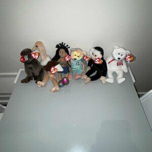 Set of 6 - 5 ty Beanie Babies & 1 ty Doll - ALL NWT - NEVER USED/PLAYED WITH
